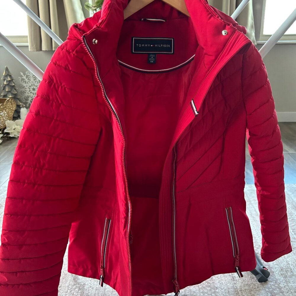 Tommy Hilfiger Red Quilted Puffer Jacket